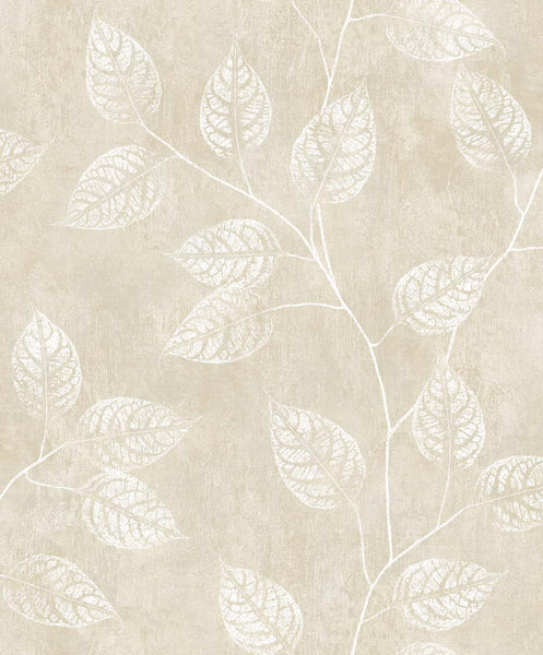 Malibu Branch Trail Silhouette Wallpaper - Contemporary Botanical - Summer Sand | Malibu Wallpaper