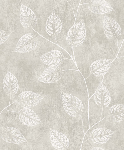 Malibu Branch Trail Silhouette Wallpaper - Contemporary Botanical - Grey Taupe | Malibu Wallpaper