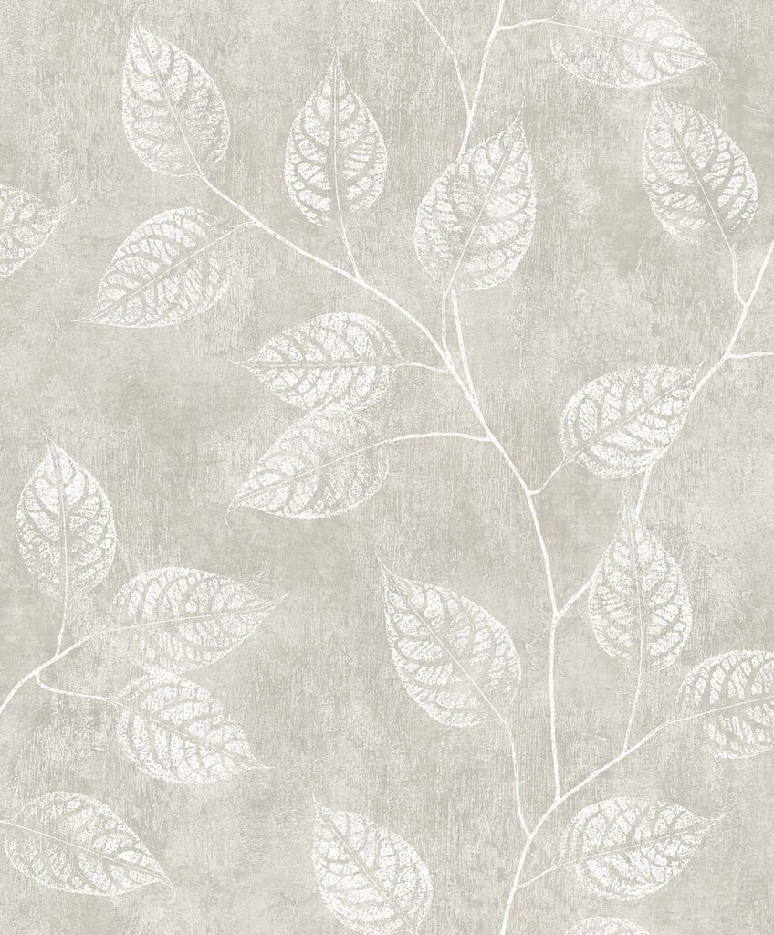 Malibu Branch Trail Silhouette Wallpaper - Contemporary Botanical - Grey Taupe | Malibu Wallpaper