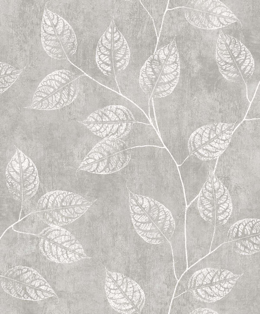 Malibu Branch Trail Silhouette Wallpaper - Contemporary Botanical - Slate | Malibu Wallpaper