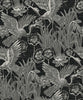 Malibu Marsh Cranes Wallpaper - Contemporary Animal Print - Midnight | Malibu Wallpaper