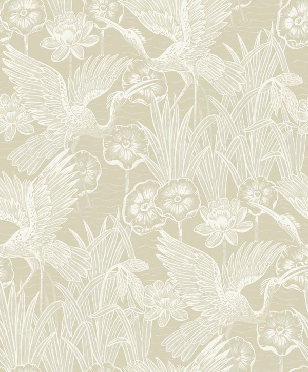 Marsh Cranes Contemporary Animal Print - Shore | Architectural Wallcoverings