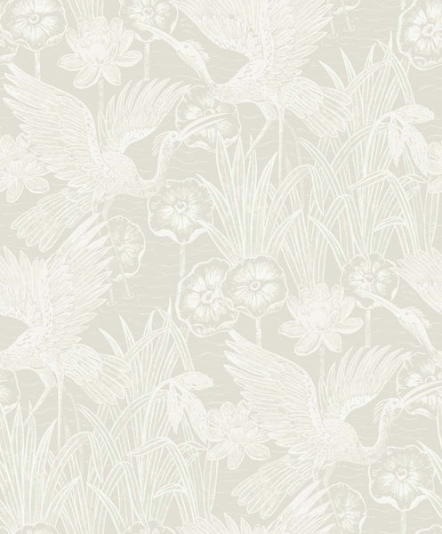 Malibu Marsh Cranes Wallpaper - Contemporary Animal Print - Daylight | Malibu Wallpaper