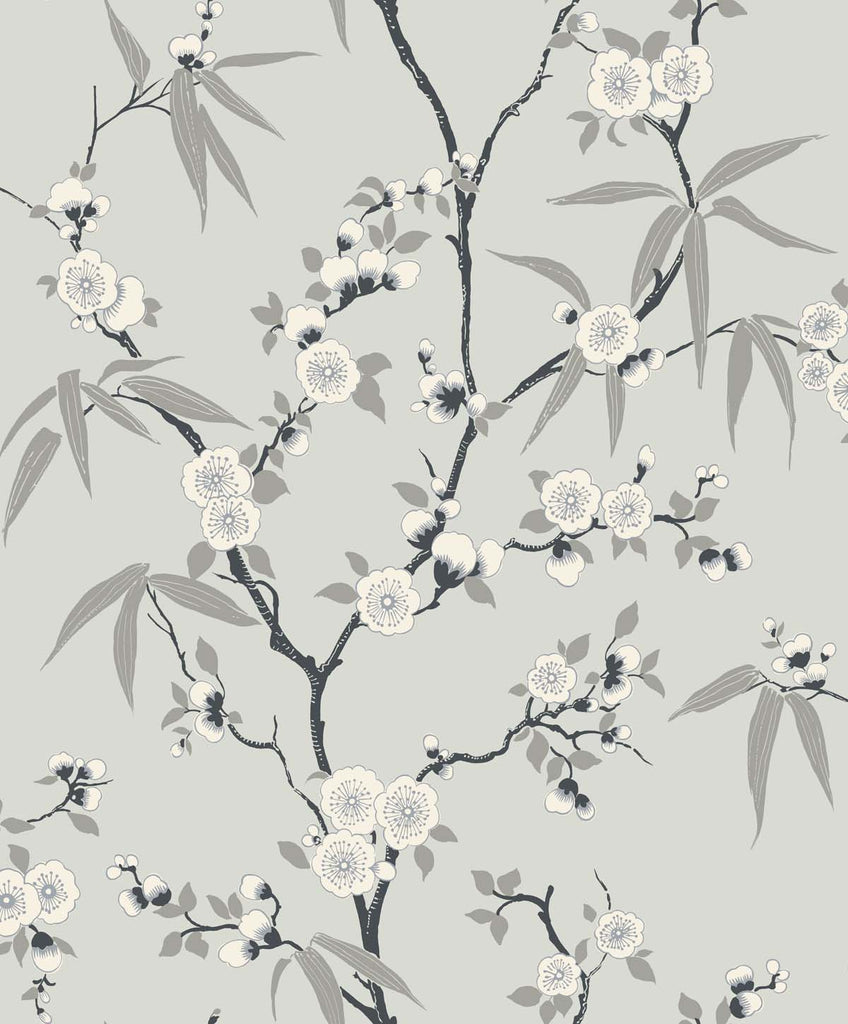 Malibu Floral Blossom Trail Wallpaper - Contemporary Floral - Stormy | Malibu Wallpaper