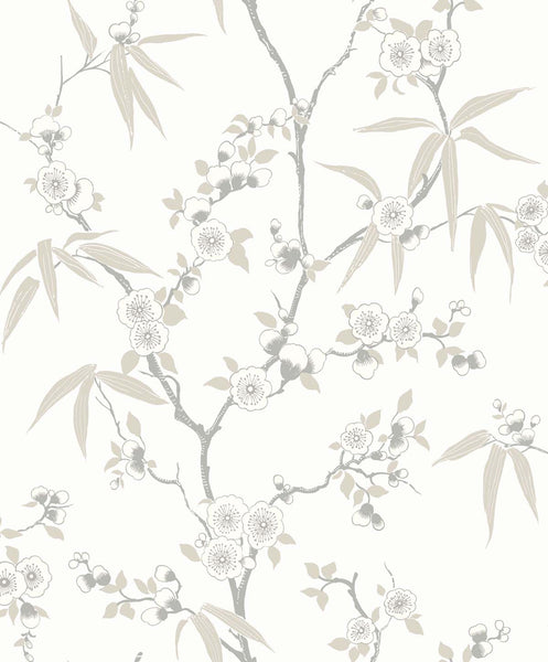 Malibu Floral Blossom Trail Wallpaper - Contemporary Floral - Morning | Malibu Wallpaper
