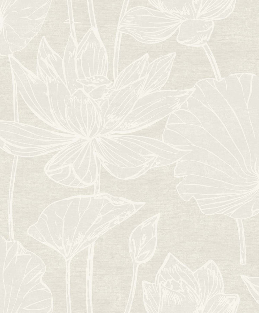 Malibu Water Lilies Wallpaper - Contemporary Floral - Pearlescent | Malibu Wallpaper