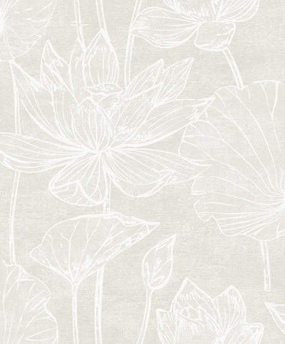 Water Lilies Contemporary Floral - Antique Pearl | Architectural Wallcoverings