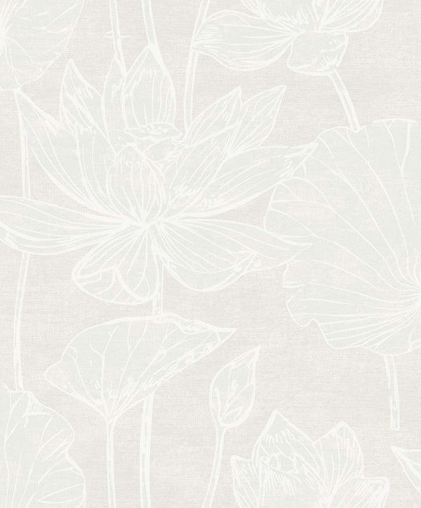 Water Lilies Contemporary Floral - White Pearl | Architectural Wallcoverings