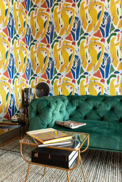 Extravagancy - Blue, White, Green, Yellow, Red. Orange Wallcovering | Mind the Gap