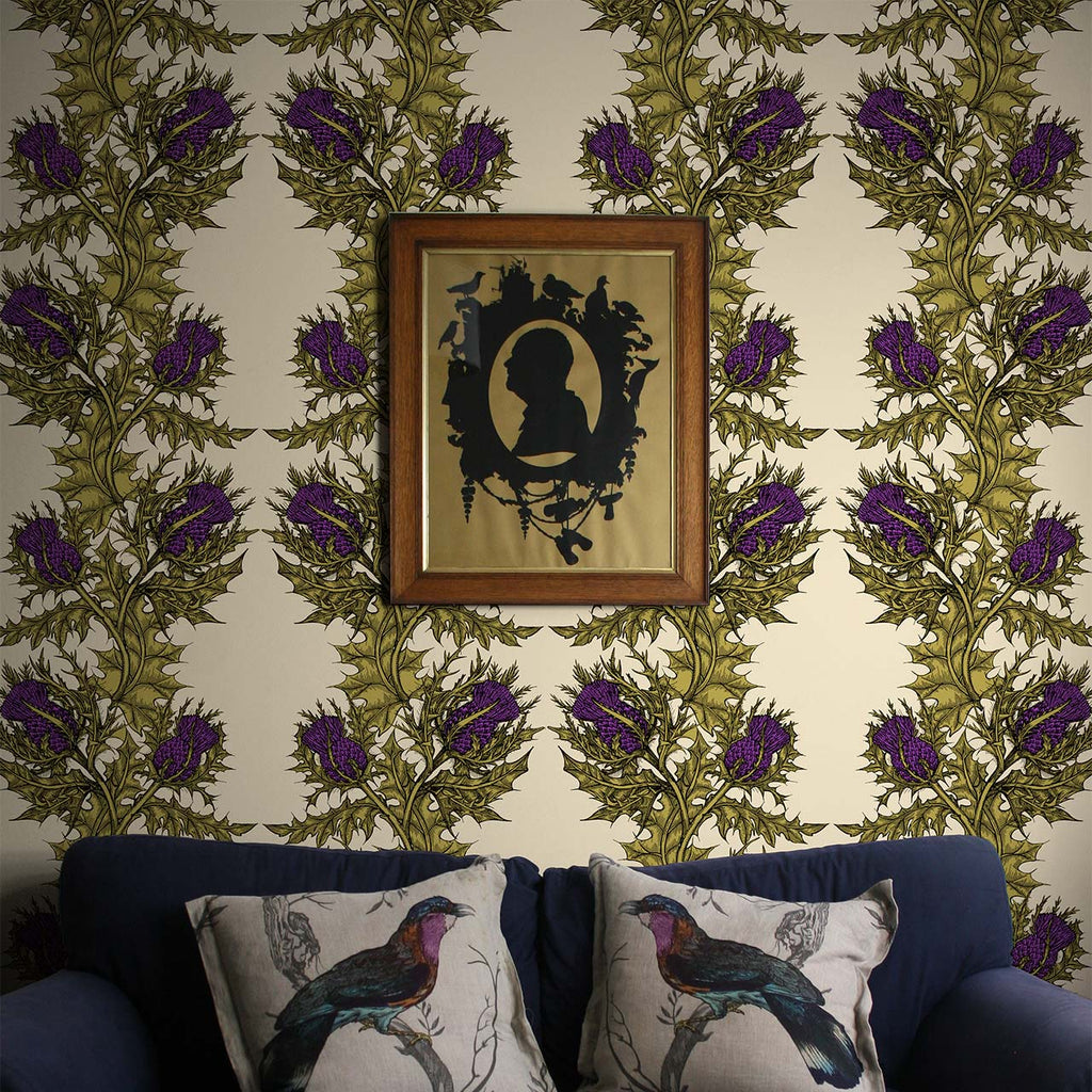Grand Thistle Gold & Purple on Black
