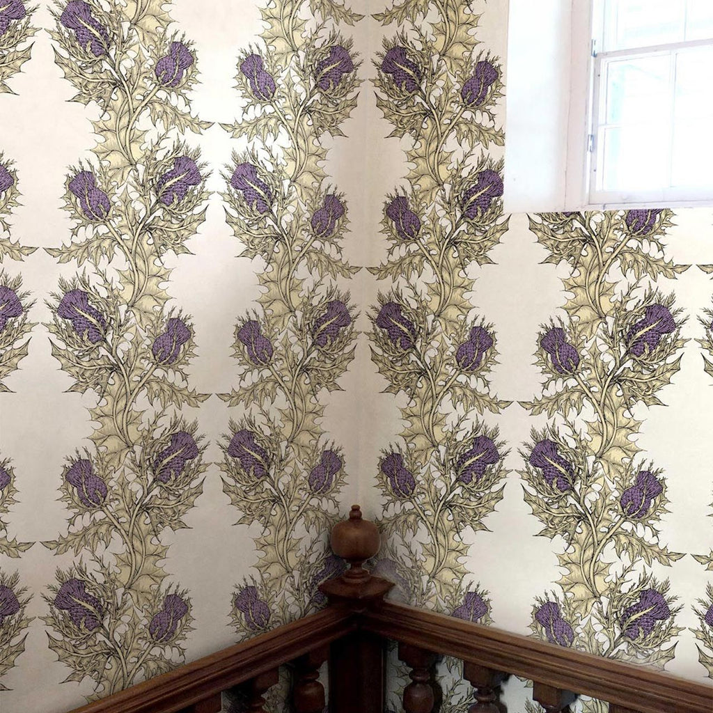 Grand Thistle Gold & Purple on Cream
