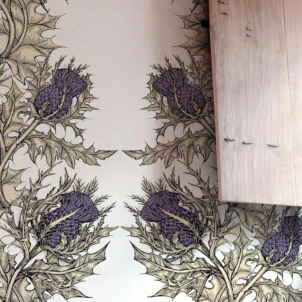 Grand Thistle Gold & Purple on Cream