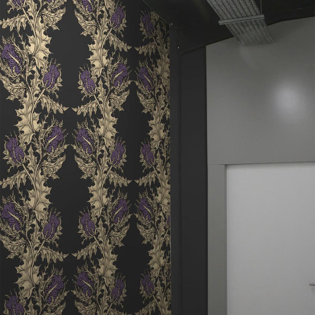 Grand Thistle Gold & Purple on Black