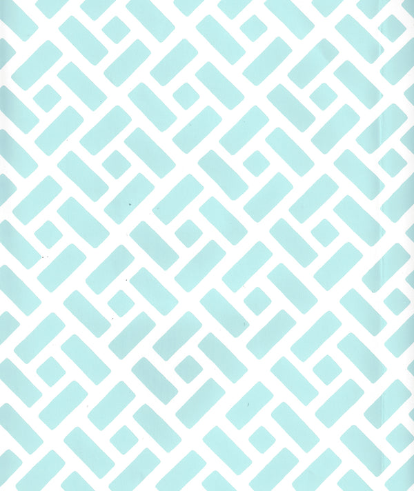 Edo Aqua on Almost White Screen Printed - Off-White Wallcovering | China Seas