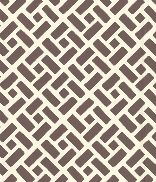 Edo Brown on Off White Screen Printed - White Wallcovering | China Seas