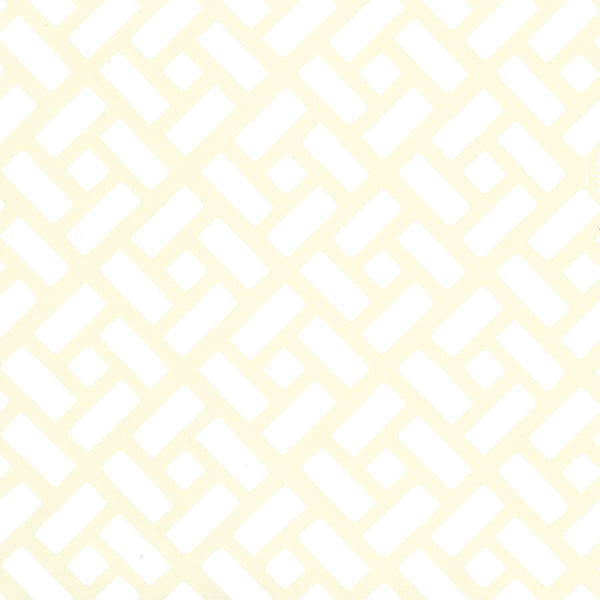 Edo White on Off White Screen Printed - White Wallcovering | China Seas