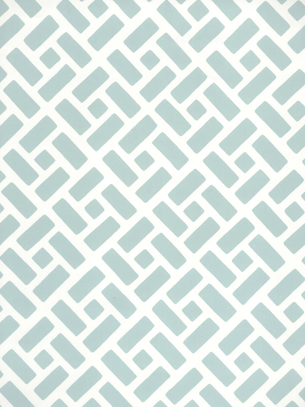Edo Windsor Blue on White Screen Printed - White Wallcovering | China Seas