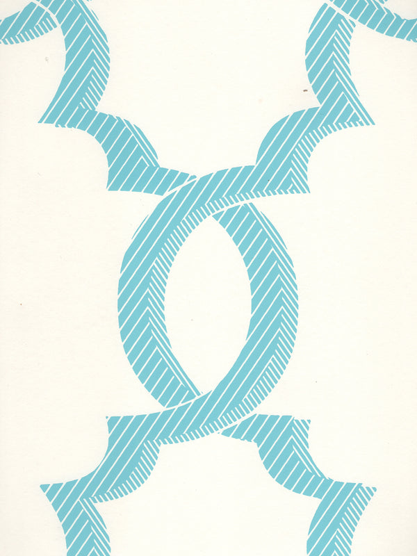 El Cid Turquoise on Almost White Screen Printed | China Seas