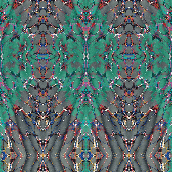 Ex Libris Teal on Charcoal | Timorous Beasties Wallcovering