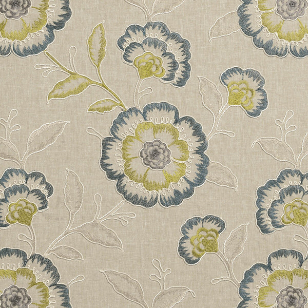 Richmond - Teal/Acacia  By Clarke And Clarke | Clarke & Clarke Richmond |  Drapery Embroidery