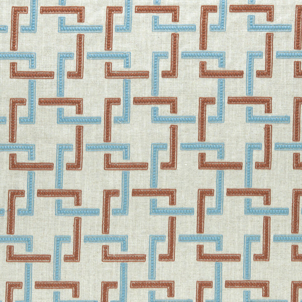 Sekai - Cinnabar/Aqua  By Clarke And Clarke | Clarke & Clarke Amara |  Drapery Embroidery