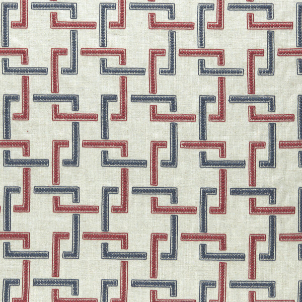 Sekai - Indigo/Red  By Clarke And Clarke | Clarke & Clarke Amara |  Drapery Embroidery