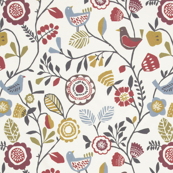 Folki - Indigo/Cranberry  By Clarke And Clarke | Wilderness By Studio G For C&C | Botanical & Floral Multipurpose Print