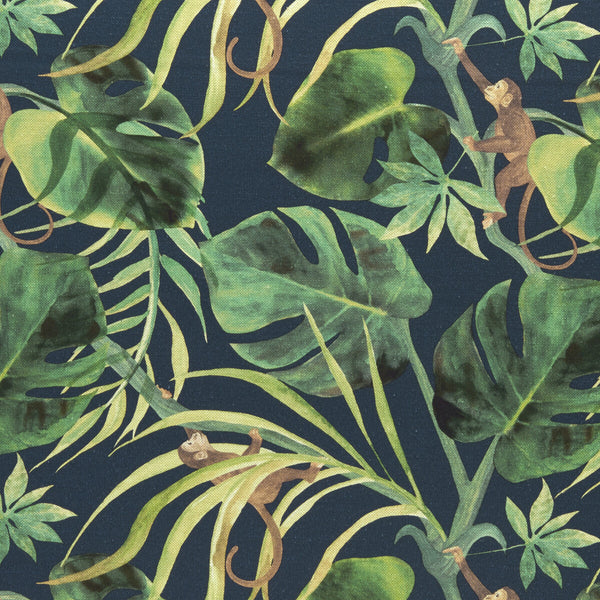 Monkey Business - Indigo  By Clarke And Clarke | Clarke & Clarke Colony | Botanical & Floral Multipurpose Print