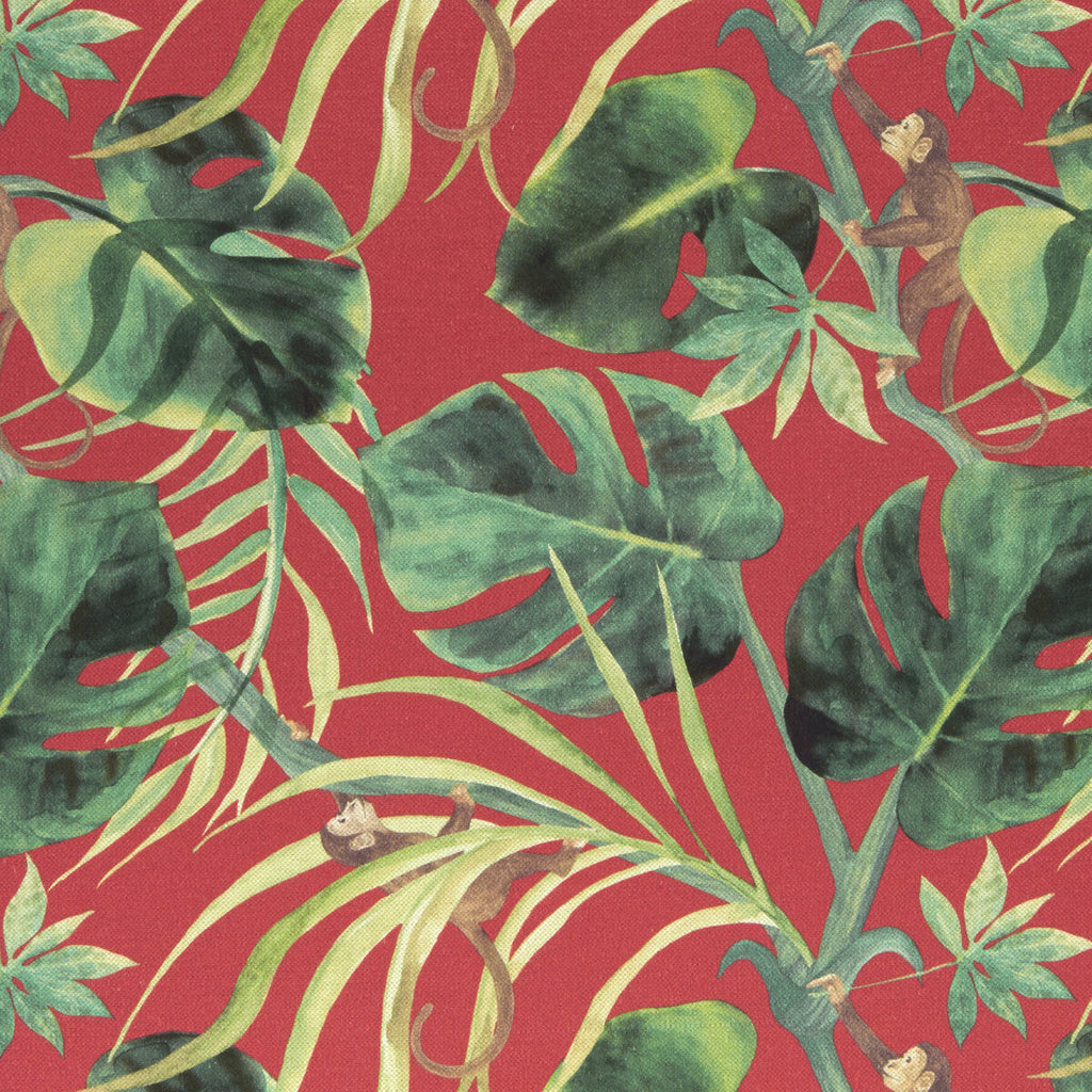 Samples and Purchasing available for Monkey Business - Rouge  By Clarke And Clarke | Clarke & Clarke Colony | Botanical & Floral Multipurpose Print at Designer Wallcoverings and Fabrics