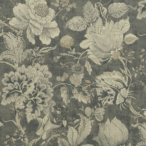 Sissinghurst - Charcoal  By Clarke And Clarke | Clarke & Clarke Castle Garden | Botanical & Floral Multipurpose Print