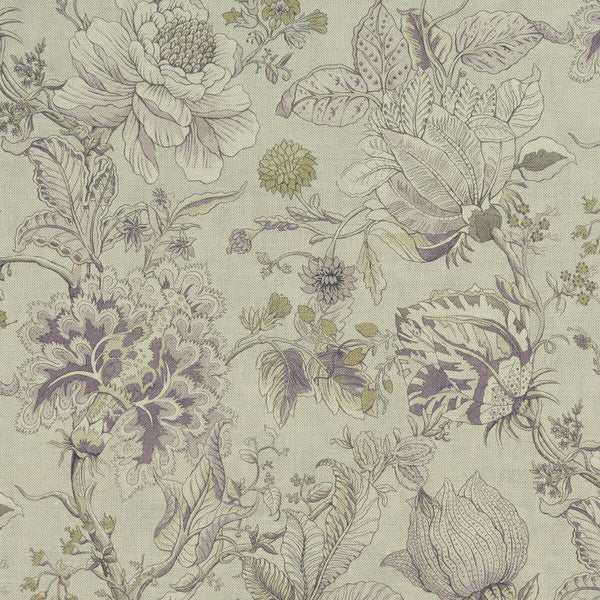 Sissinghurst - Heather/Olive  By Clarke And Clarke | Clarke & Clarke Castle Garden | Botanical & Floral Multipurpose Print