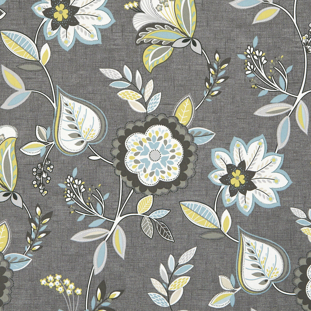 Samples and Purchasing available for Octavia - Charcoal/Chartreuse  By Clarke And Clarke | Octavia By Studio G For C&C | Botanical & Floral Multipurpose Print at Designer Wallcoverings and Fabrics
