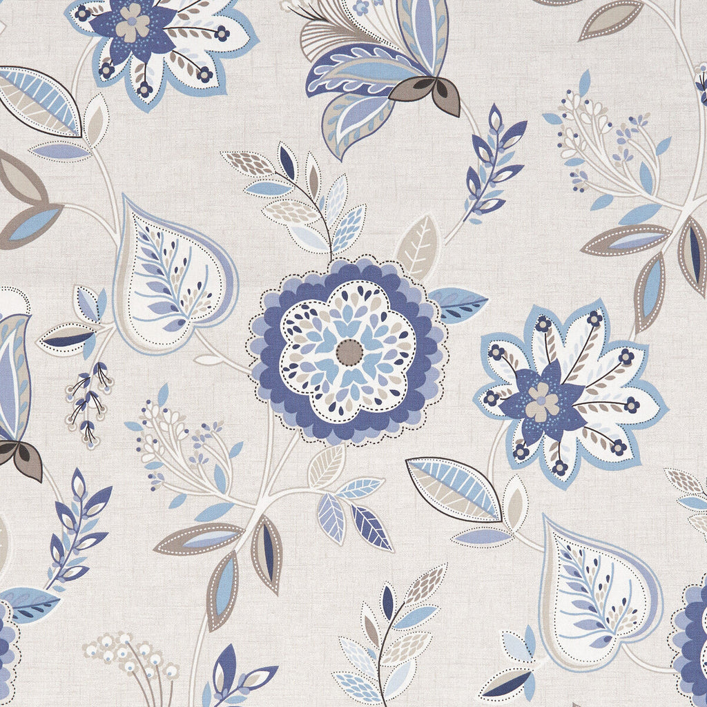 Samples and Purchasing available for Octavia - Denim  By Clarke And Clarke | Octavia By Studio G For C&C | Botanical & Floral Multipurpose Print at Designer Wallcoverings and Fabrics