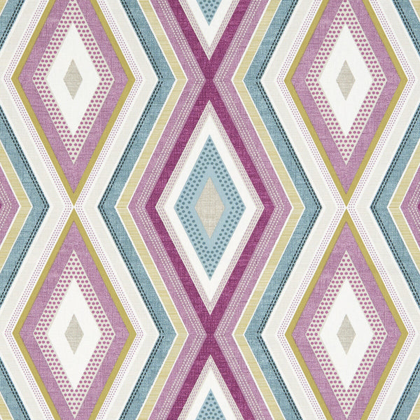 Terrazzo - Damson  By Clarke And Clarke | Octavia By Studio G For C&C |Modern Diamond Multipurpose Print