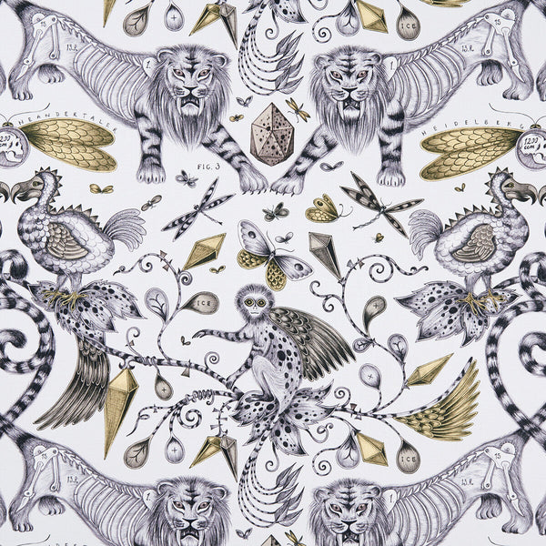 Extinct - Gold  By Clarke And Clarke | Animalia By Emma J Shipley For C&C | Animal/Insects Multipurpose Print