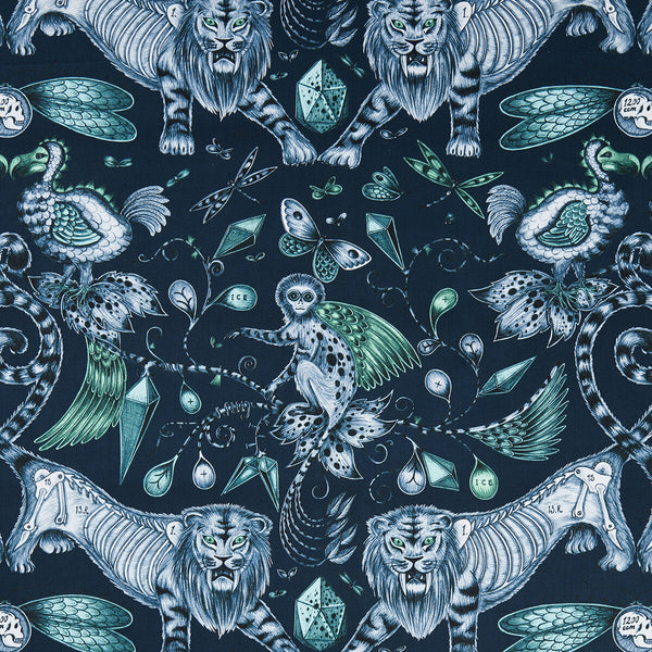 Extinct - Navy  By Clarke And Clarke | Animalia By Emma J Shipley For C&C | Animal/Insects Multipurpose Print