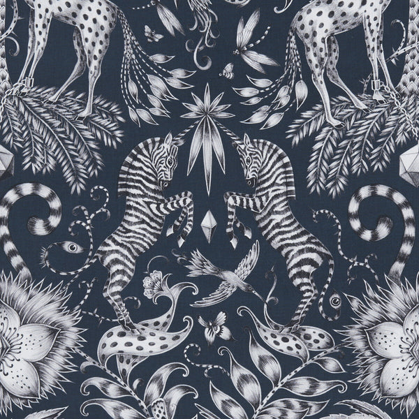 Kruger - Navy  By Clarke And Clarke | Animalia By Emma J Shipley For C&C | Animal/Insects Multipurpose Print