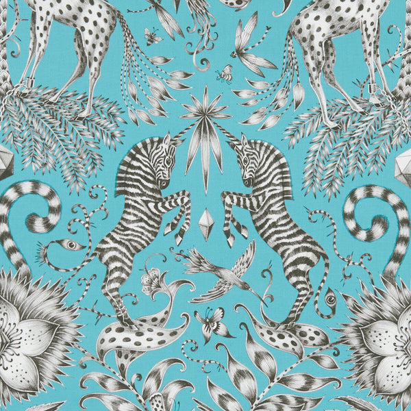 Kruger - Teal  By Clarke And Clarke | Animalia By Emma J Shipley For C&C | Animal/Insects Multipurpose Print