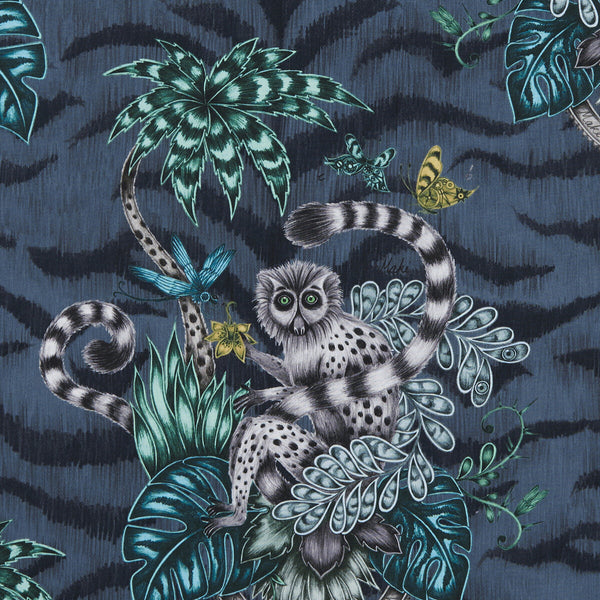 Lemur - Navy  By Clarke And Clarke | Animalia By Emma J Shipley For C&C | Animal/Insects Multipurpose Print