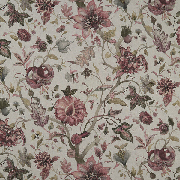 Delilah Culla - Winterberry/Linen  By Clarke And Clarke | Clarke & Clarke Country Garden | Botanical & Floral Multipurpose Print