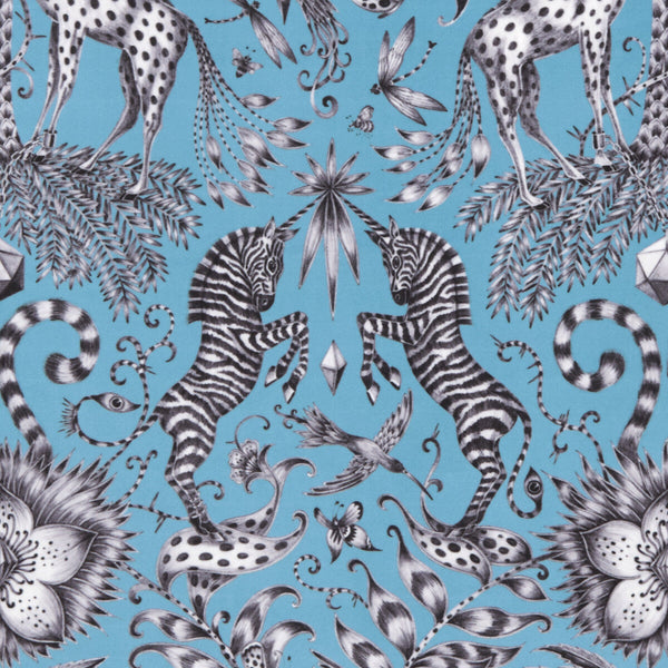 Kruger Velvet - Teal  By Clarke And Clarke | Animalia By Emma J Shipley For C&C | Animal/Insects Multipurpose Print