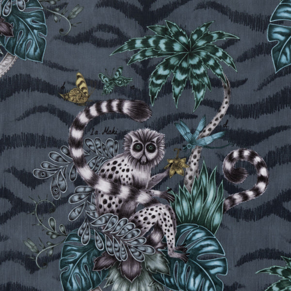 Lemur Velvet - Navy  By Clarke And Clarke | Animalia By Emma J Shipley For C&C | Animal/Insects Multipurpose Weave