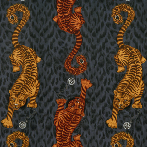 Tigris Velvet - Flame  By Clarke And Clarke | Animalia By Emma J Shipley For C&C | Animal/Insects Multipurpose Weave