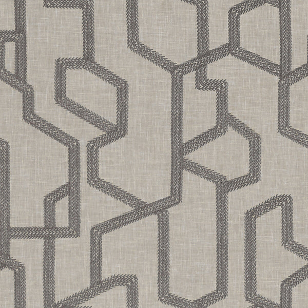 Labyrinth - Charcoal  By Clarke And Clarke | Clarke & Clarke Exotica |  Drapery Embroidery