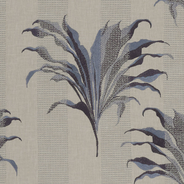 Palma - Denim/Midnight  By Clarke And Clarke | Clarke & Clarke Exotica | Botanical & Floral Drapery Embroidery