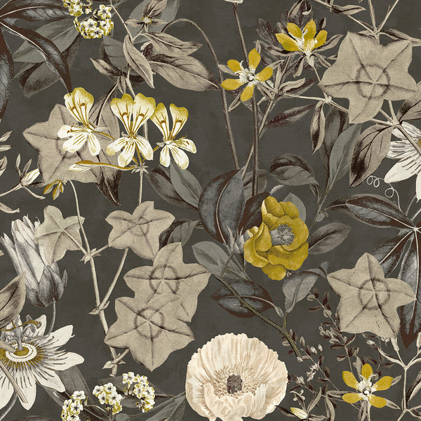 Passiflora - Charcoal  By Clarke And Clarke | Clarke & Clarke Exotica | Botanical & Floral Multipurpose Weave