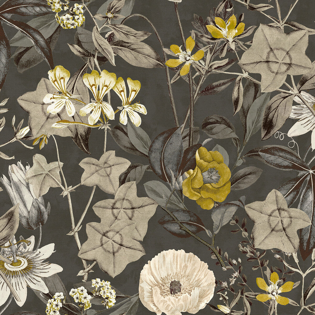 Samples and Purchasing available for Passiflora - Charcoal  By Clarke And Clarke | Clarke & Clarke Exotica | Botanical & Floral Multipurpose Weave at Designer Wallcoverings and Fabrics