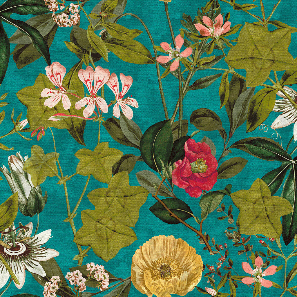 Samples and Purchasing available for Passiflora - Kingfisher  By Clarke And Clarke | Clarke & Clarke Exotica | Botanical & Floral Multipurpose Weave at Designer Wallcoverings and Fabrics