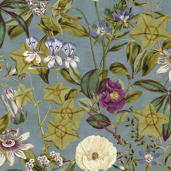 Passiflora - Slate/Amethyst  By Clarke And Clarke | Clarke & Clarke Exotica | Botanical & Floral Multipurpose Weave