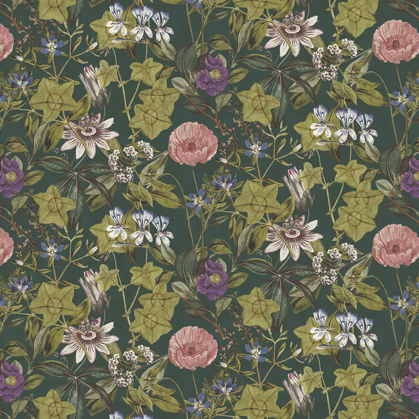 Passiflora - Emerald Velvet Green By Clarke And Clarke | Clarke & Clarke Exotica 2 | Botanical & Floral Multipurpose Velvet
